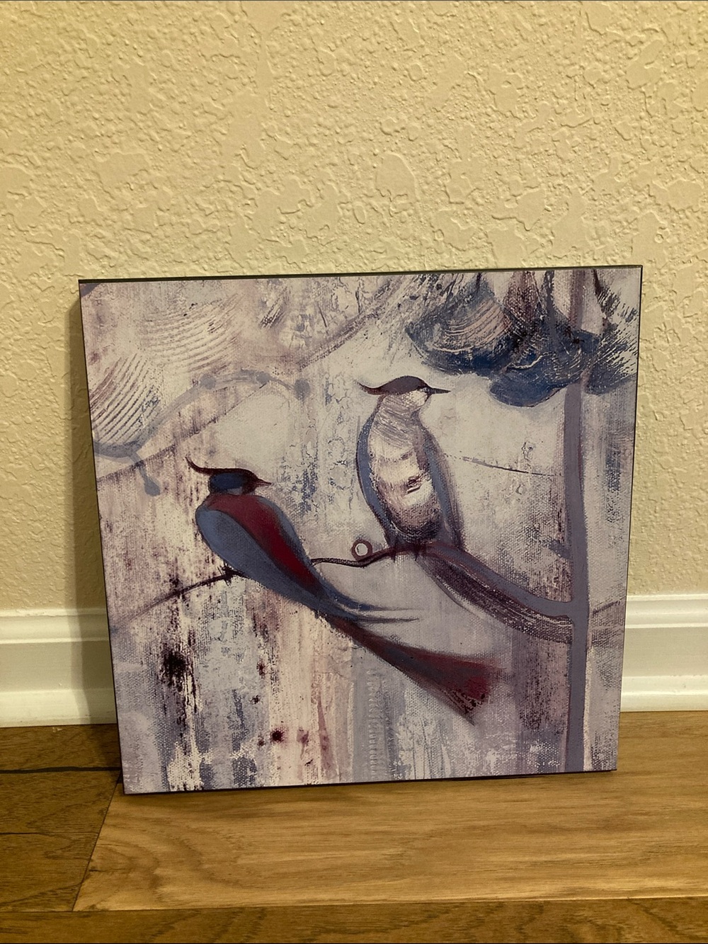 Source Unknown Blue and Cream Bird Canvas Wall Art